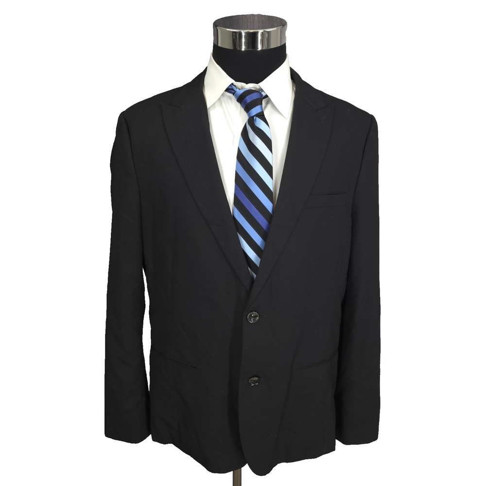 G by Guess Blazer Jacket Mens XL Black Sport Coat 2 Buttons Peaked Business Wear